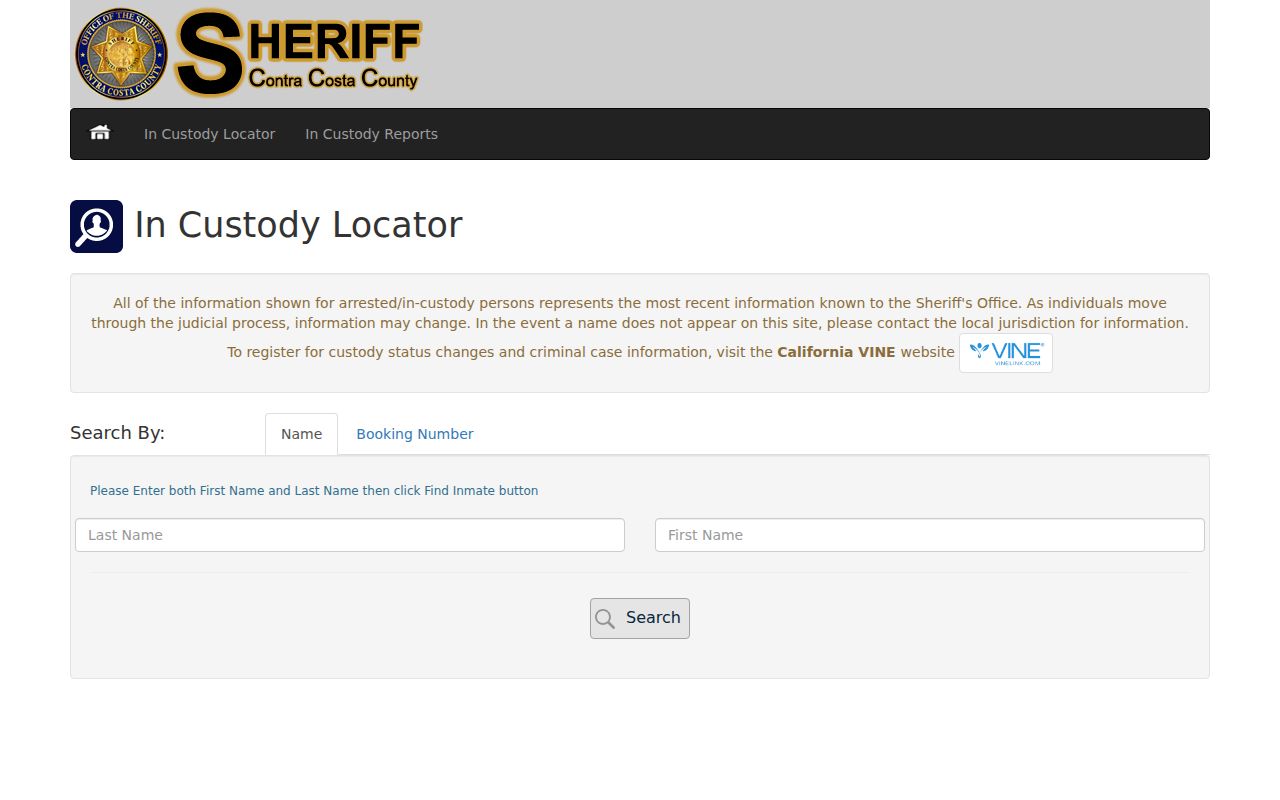 Martinez people search in the Contra Costa in-custody locator