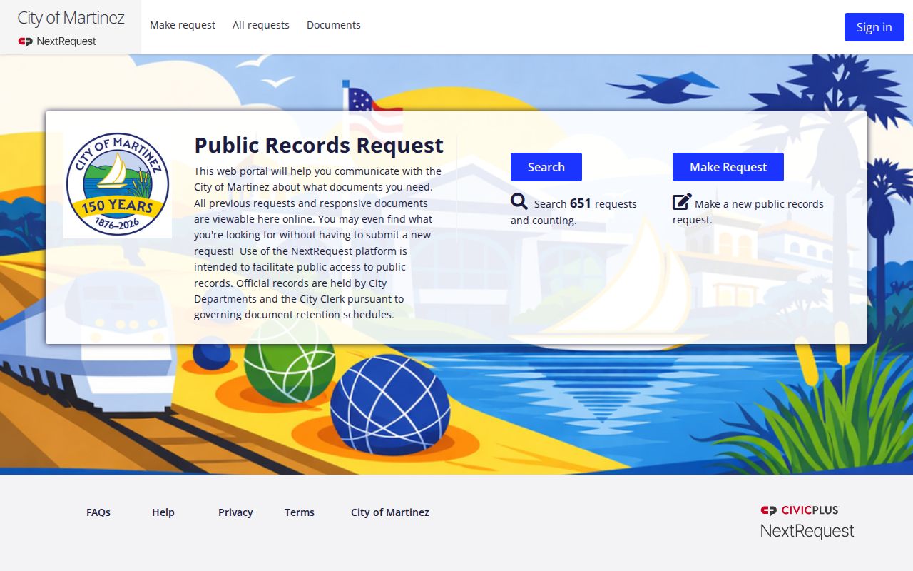 Martinez people search using the city NextRequest records portal