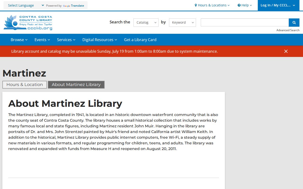 Martinez people directories and local history at Martinez Library