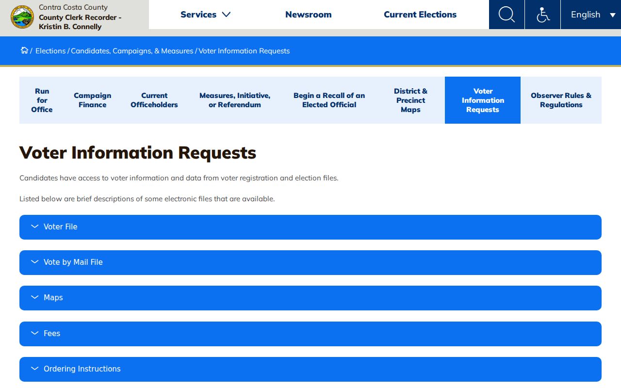 Martinez voter records and Contra Costa voter file request products